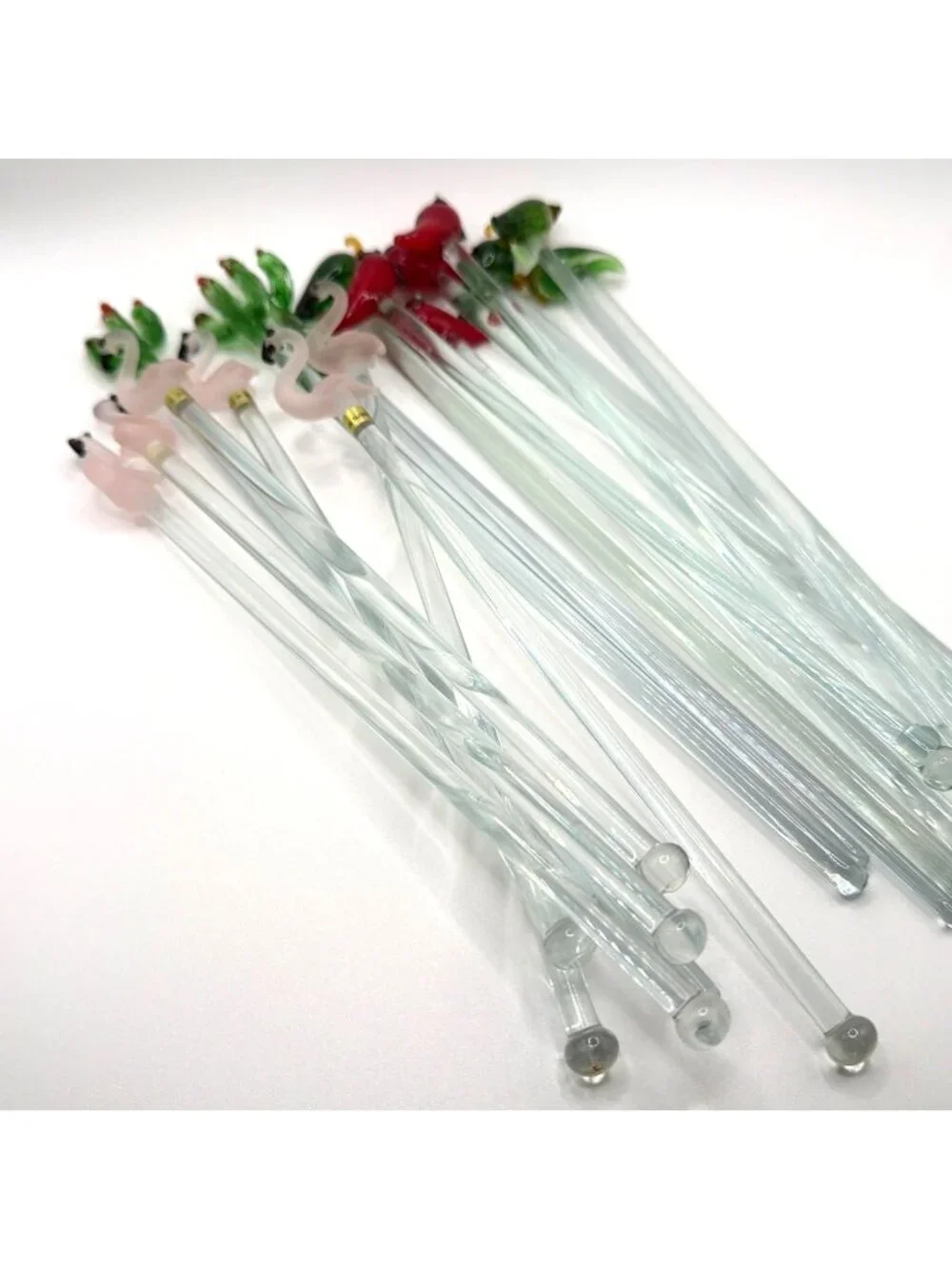 Hand-Blown Glass Cocktail Swizzle Sticks 18pc Lot Set Tropical Southwest Vintage